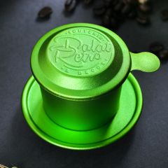 Phin cà phê, màu retro green, bộ, mẫu nhôm anode bắn cát, Dalat Retro